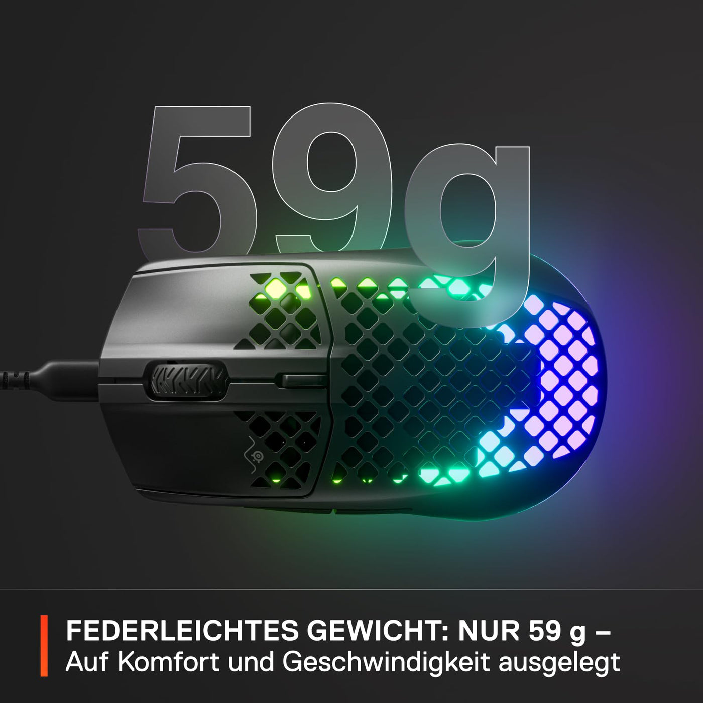 SteelSeries Aerox 3 - Superleichte Gaming-Maus - Optischer TrueMove Core Sensor mit 8.500 CPI - Ultraleichtes, wasserfestes Design - Schwarz