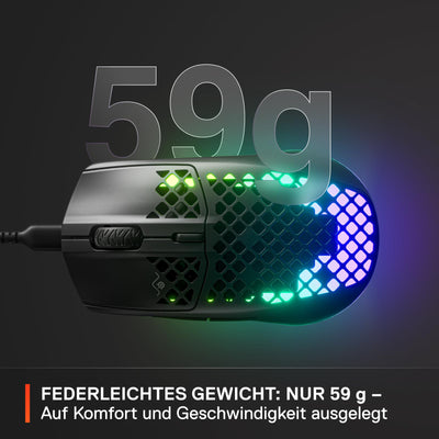 SteelSeries Aerox 3 - Superleichte Gaming-Maus - Optischer TrueMove Core Sensor mit 8.500 CPI - Ultraleichtes, wasserfestes Design - Schwarz