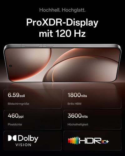 OPPO Find X9 5G 12+512GB, AI-freigeschaltetes Smartphone, 6,59" 120Hz ProXDR Display, 50MP Hasselblad-Kamera, 4K Motion, 7025 mAh Akku, IP69, Titanium Grey (inkl. 80W SUPERVOOC Ladegerät & Enco Air4)