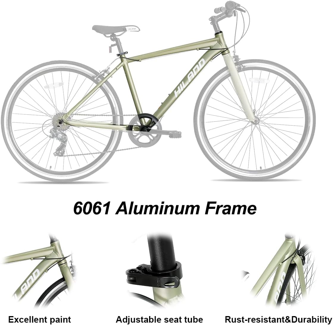 Hiland 28 Zoll 700C Trekking Bike Cityrad Damenrad 7 Gang Tiefem Durchstieg Hybrid Fahrrad Pendlerfahrrad für Frauen grün