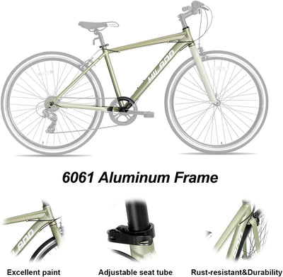 Hiland 28 Zoll 700C Trekking Bike Cityrad Damenrad 7 Gang Tiefem Durchstieg Hybrid Fahrrad Pendlerfahrrad für Frauen grün
