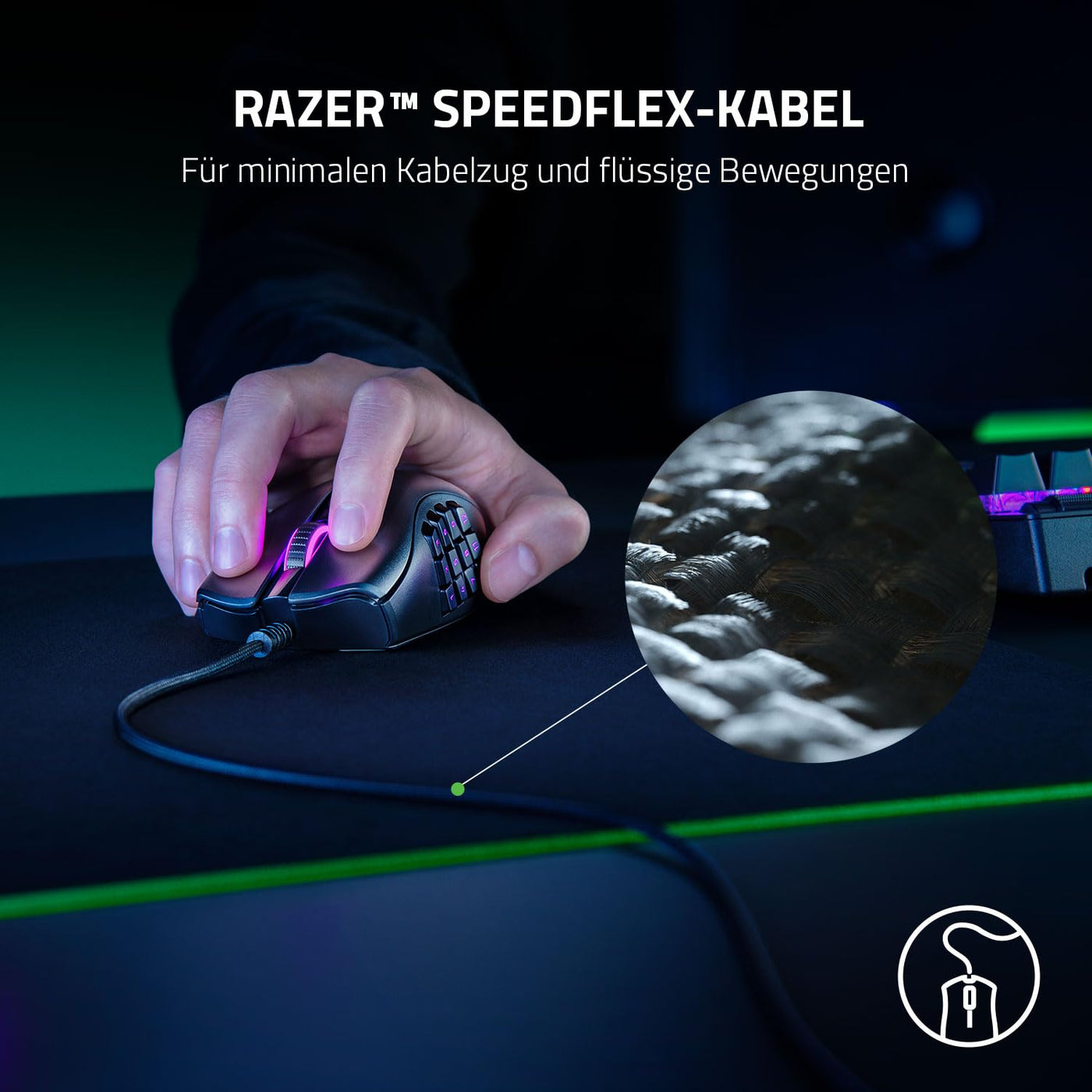 Razer Naga X - Kabelgebundene Gaming Maus mit 16 programmierbaren Tasten für PC/Mac (Optische Maus Switches, optischer 5G-Sensor, Speedflex-Kabel, Chroma RGB Beleuchtung) Schwarz