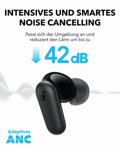 soundcore P30i by Anker Noise Cancelling Earbuds, smarte Geräuschunterdrückung, kraftvolle Bässe, 45h Spielzeit, 2-in-1 Case und Handyständer, IP54, kabellose Kopfhörer, Bluetooth 5.4, App Steuerung