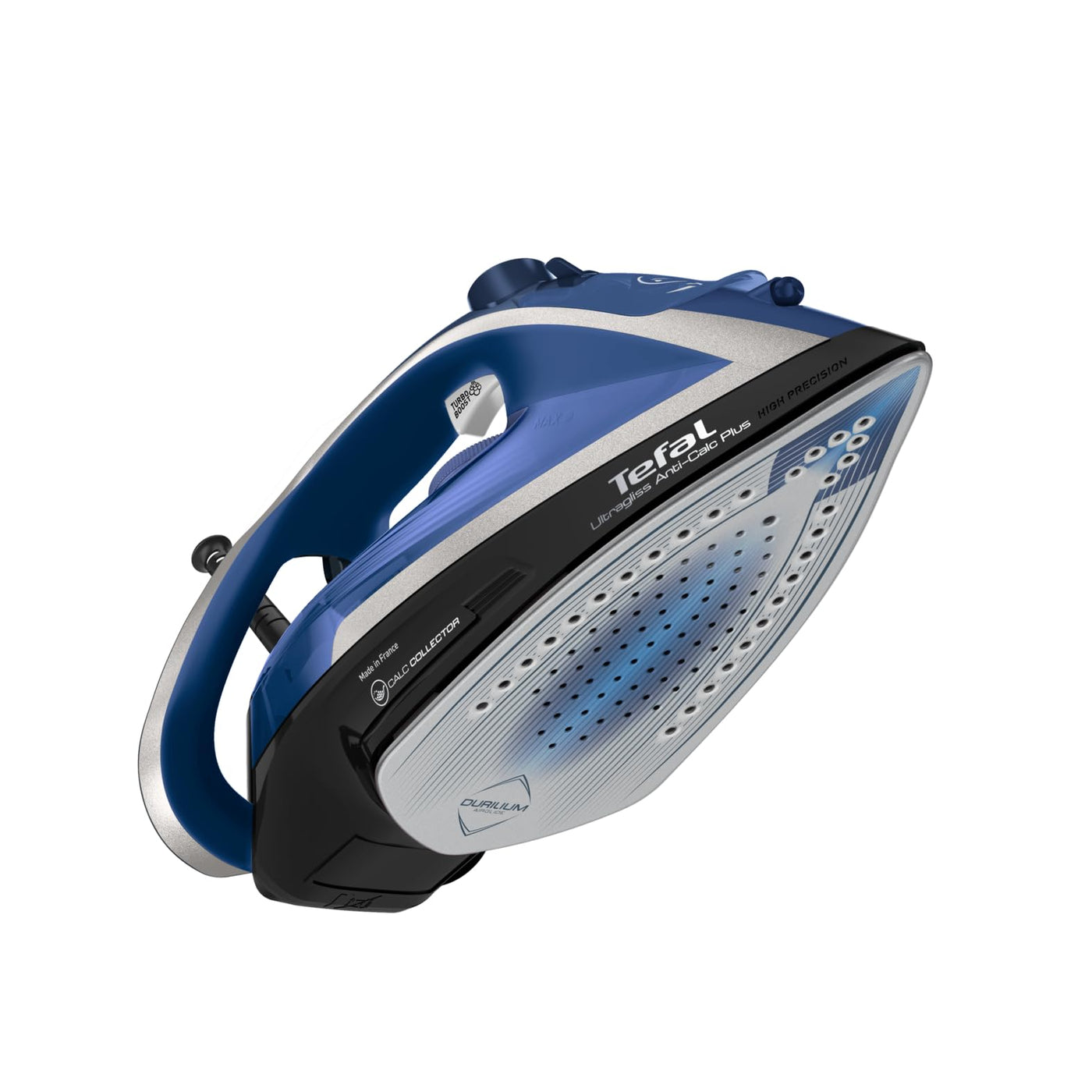 Tefal Ultragliss Plus Anti-Kalk Dampfbügeleisen, 2800 Watt, abnehmbarer Kalk-Kollektor, 50 g/Min. Dampfabgabe, 260 g/Min. Dampfstoß, Abschaltautomatik, Made in France, blau/weiß, FV6846