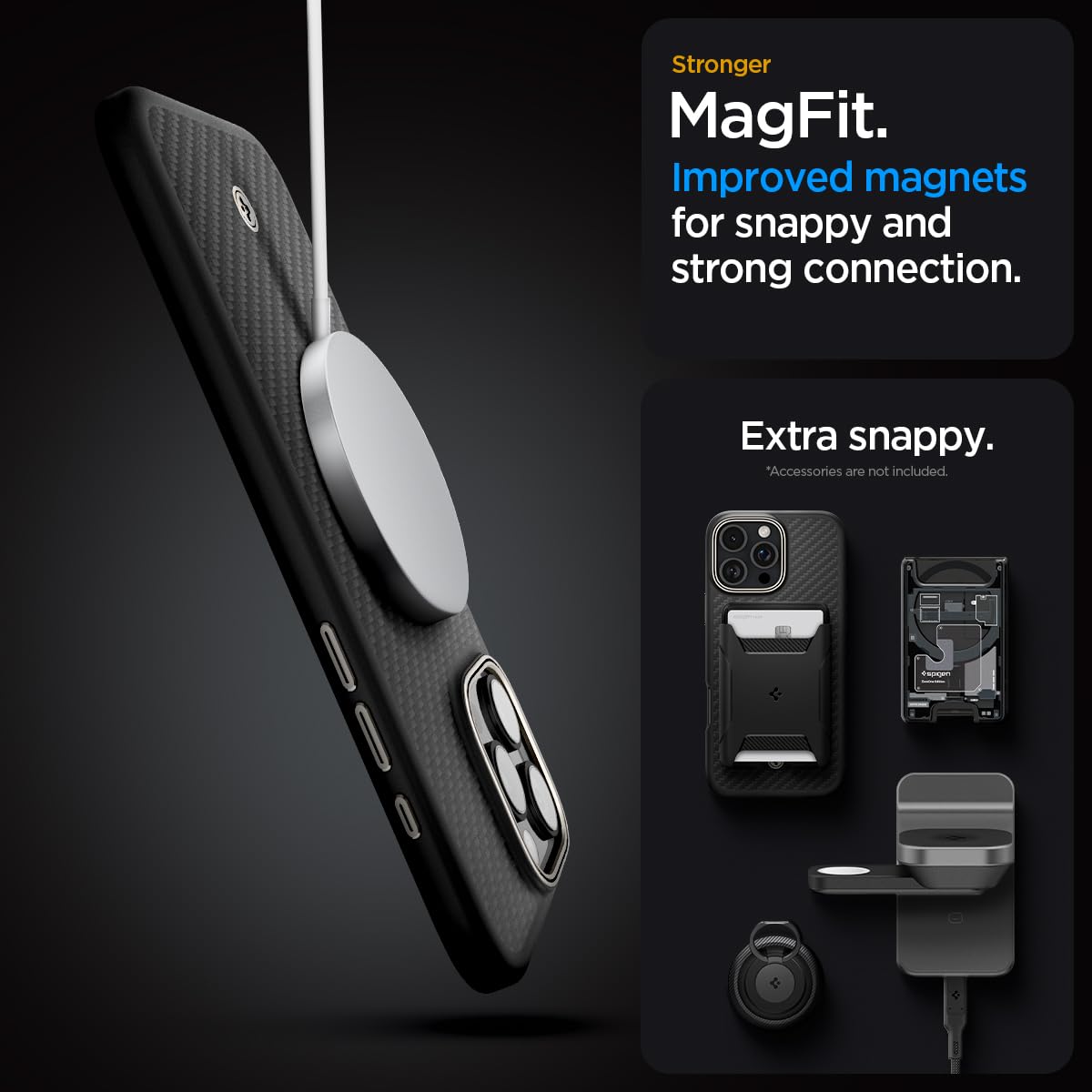 Spigen für iPhone 16 Pro Max Hülle [Kevlar 1500D Schutz] Enzo Aramid MagFit Aramidfaser Dünn Slim Stoßfest Schutzhülle Case Handyhülle Kompatibel mit MagSafe -Black Natural