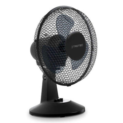 TROTEC Tischventilator TVE 11, geräuscharmer Ventilator, 25 Watt, 2 Gebläsestufen, 80°-Oszillation, 23 cm Flügeldurchmesser, stabiler und kippfester Standfuß, schwarz