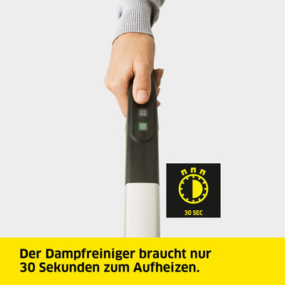 Kärcher Dampfreiniger SC 2 Upright EasyFix, Aufheizzeit: 30 s, Flächenleistung: ca. 50 m², Tank: 0,4 l, Heizleistung: 1600 W, mit Bodendüse EasyFix, Mikrofaser-Bodentuch und Entkalkungskartusche