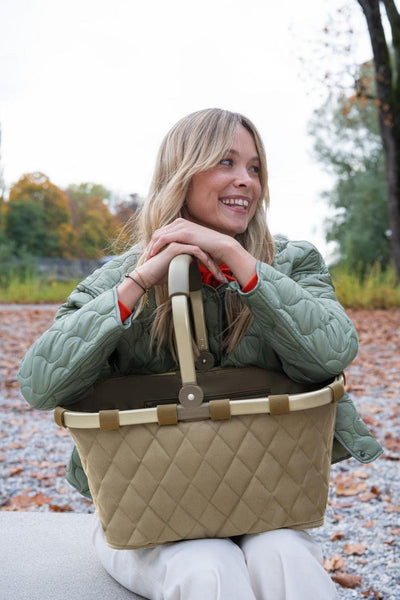 reisenthel carrybag frame rhombus olive – Stabiler Einkaufskorb mit viel Stauraum und praktischer Innentasche – Elegantes und wasserabweisendes Design