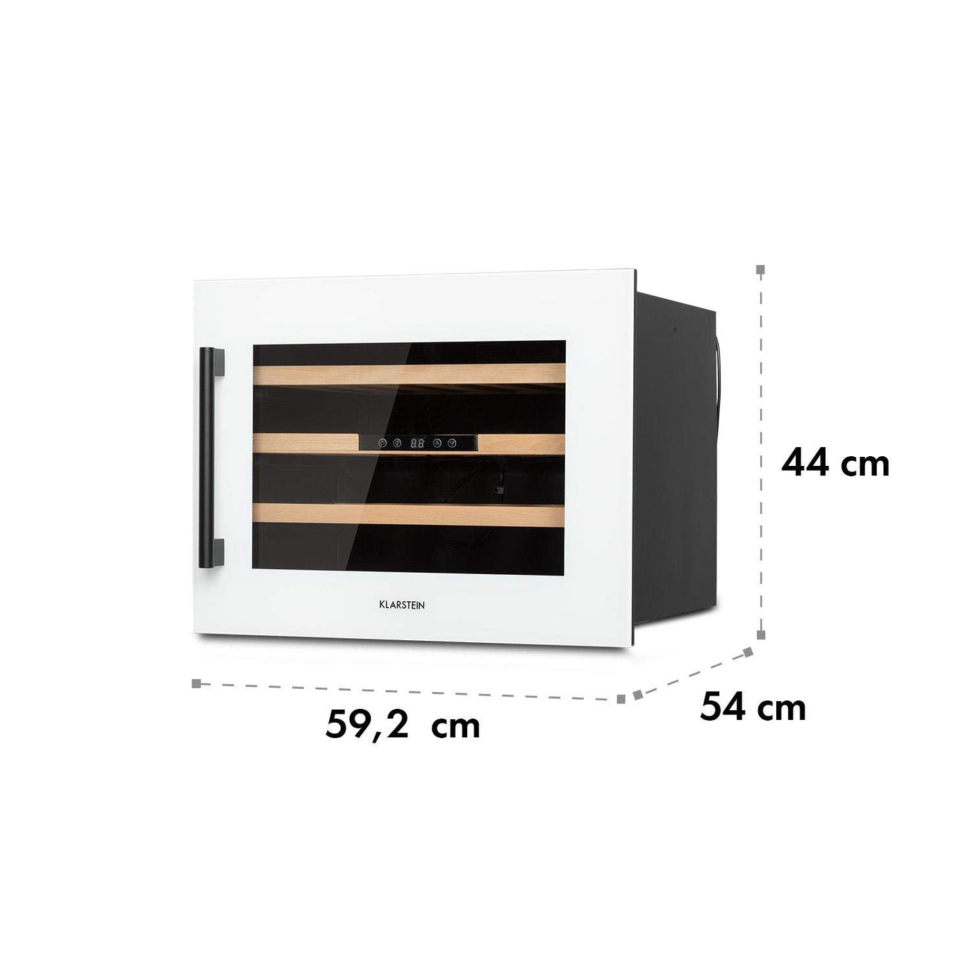 Klarstein Weinkühlschrank, 1 Zonen Getränkekühlschrank, Kleiner Einbau-Weinschrank Schmal, 57L Wein-Kühlschrank mit Glastür, Indoor/Outdoor Flaschenkühlschrank, Wine Fridge 5-22°C, 24 Flaschen