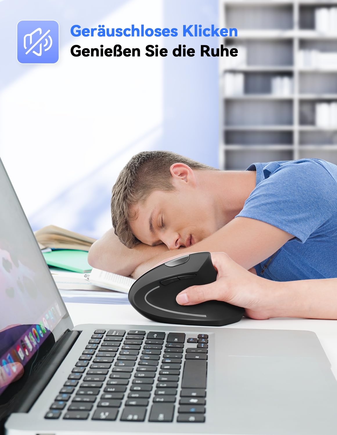 TECKNET Wireless Vertikale Ergonomische Maus, 4800 DPI 5 Tasten Kabellose Optische Maus, 2.4G USB Vertical Ergonomic Optical Mouse Kabellos für Windows und Mac OS