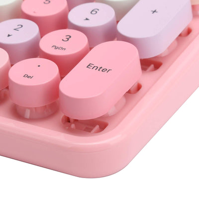 T opiky Wireless Keyboard Mouse Set, Full-Size Wireless Keyboard Mouse Combo, 2,4 GHz 104-Tasten-Retro-Tastatur und 1600 DPI einstellbare Maus für PC-Desktop-Computer Laptop(Rosa)