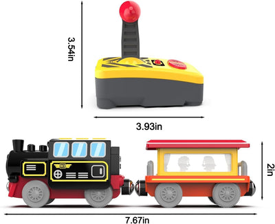 TOPLIVING Motorisierter Zug für Holzschienen, Ferngesteuerter Zug mit magnetischer Verbindung, batteriebetriebener Lokomotivzug für Kleinkinder, kompatibel mit Thomas, Brio, Chuggington