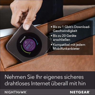 NETGEAR Nighthawk Mobiler WLAN Router MR1100 | tragbares Wlan für unterwegs | 4G LTE Router | bis 1 GBit/s | Hotspot für 20 Geräte | für jede SIM-Karte ohne Vertrag freigeschaltet