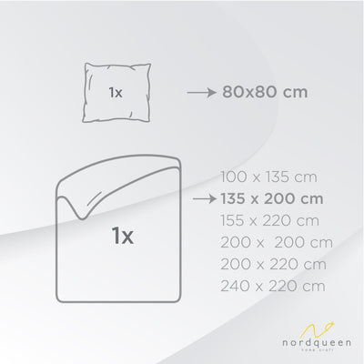 nordqueen Bettwäsche,100% Baumwolle Bettbezug aus Atmungsaktive, Angenehme Schlafkomfort - ÖkoTex Zertifiziert, Bettwäsche-Set mit Kissenbezug Bettbezug mit Reißverschlus (Duha, 135X200 cm)