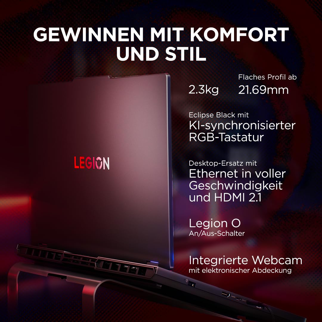 Lenovo Legion Pro 5 16ADR10 Gaming AI Laptop | 16" WQXGA 165 Hz OLED Display | NVIDIA GeForce RTX 5060 | AMD Ryzen 7 | 32GB RAM | 1TB SSD | Win11 | QWERTZ | Eclipse Black | 3 Monate GamePass