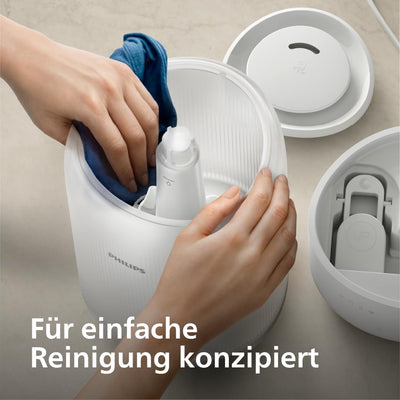 Philips Smart Humidifier - kompakt und dennoch leistungsstark mit himmelhohem Nebel, Aromatherapie, leise mit Schlafeinstellung und Nachtlicht, für (Schlaf-) Räume bis zu 38 m² (HU1509/00)
