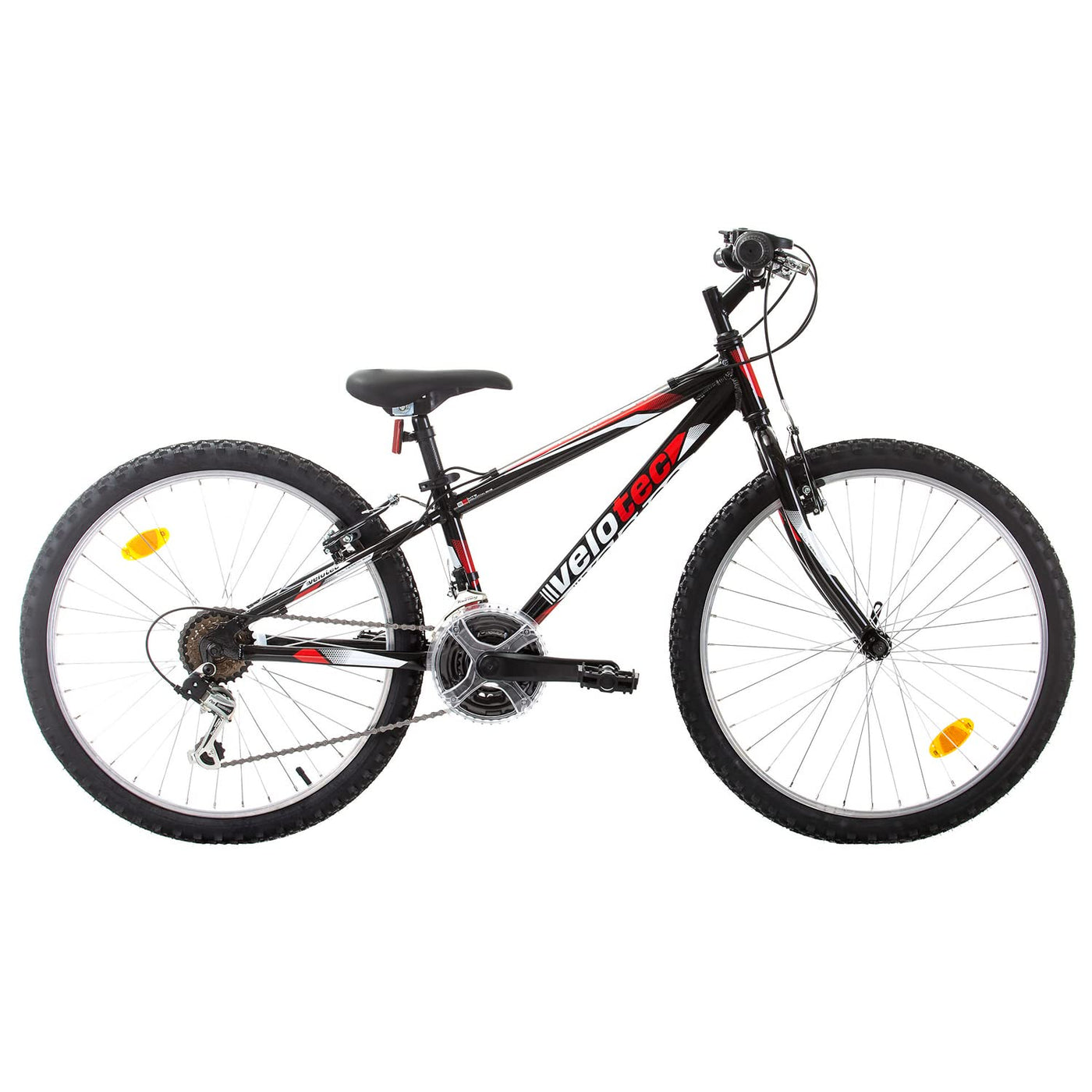 Multibrand Distribution Probike Tempo 24 Zoll Fahrrad Mountainbike ALU Rahmen 18 Gang für Jungen, Mädchen geeignet ab 130 cm - 155 cm (Schwarz Rot, 279)