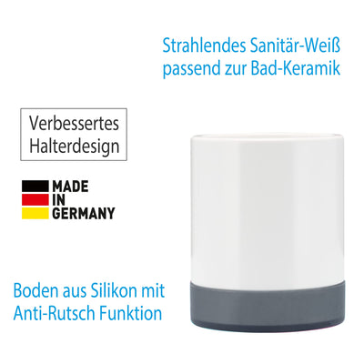 LOOMAID Silikon WC-Bürste mit Lotuseffekt – Made in Germany – Klobürste, Toilettenbürste mit Anti Rutsch Halter (Grau)