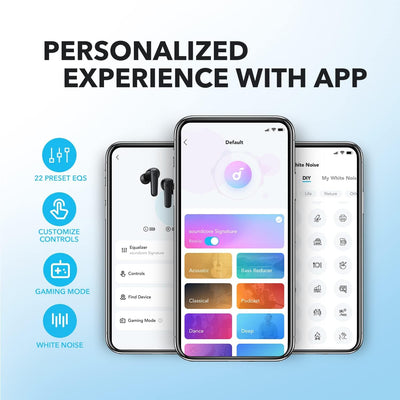 soundcore by Anker P20i Kabellose Bluetooth Kopfhörer in-Ear, 10mm Treiber, Bluetooth 5.3, Anpassbarer EQ, 30 Std. Spielzeit, IPX5 wasserfest, 2 Mikros mit KI, einzeln verwendbar (Blau)