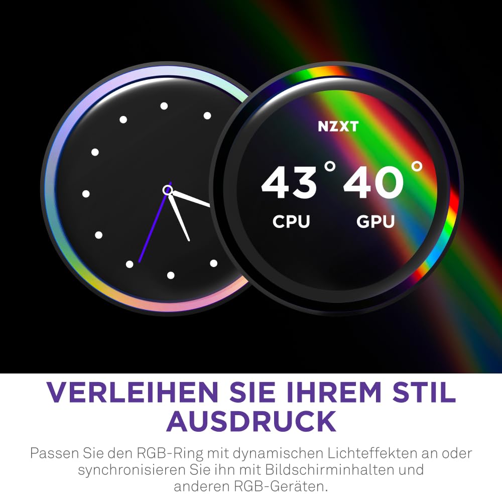 NZXT Kraken Elite 360 RGB - AIO CPU-Flüssigkeitskühler - 360-mm-Radiator - F360 RGB Core-Lüfter - Anpassbares 2,72"-IPS LCD - Turbine Pump - Intel LGA 1700, 1200/115X, 1851 - AMD AM5, AM4 - Weiß