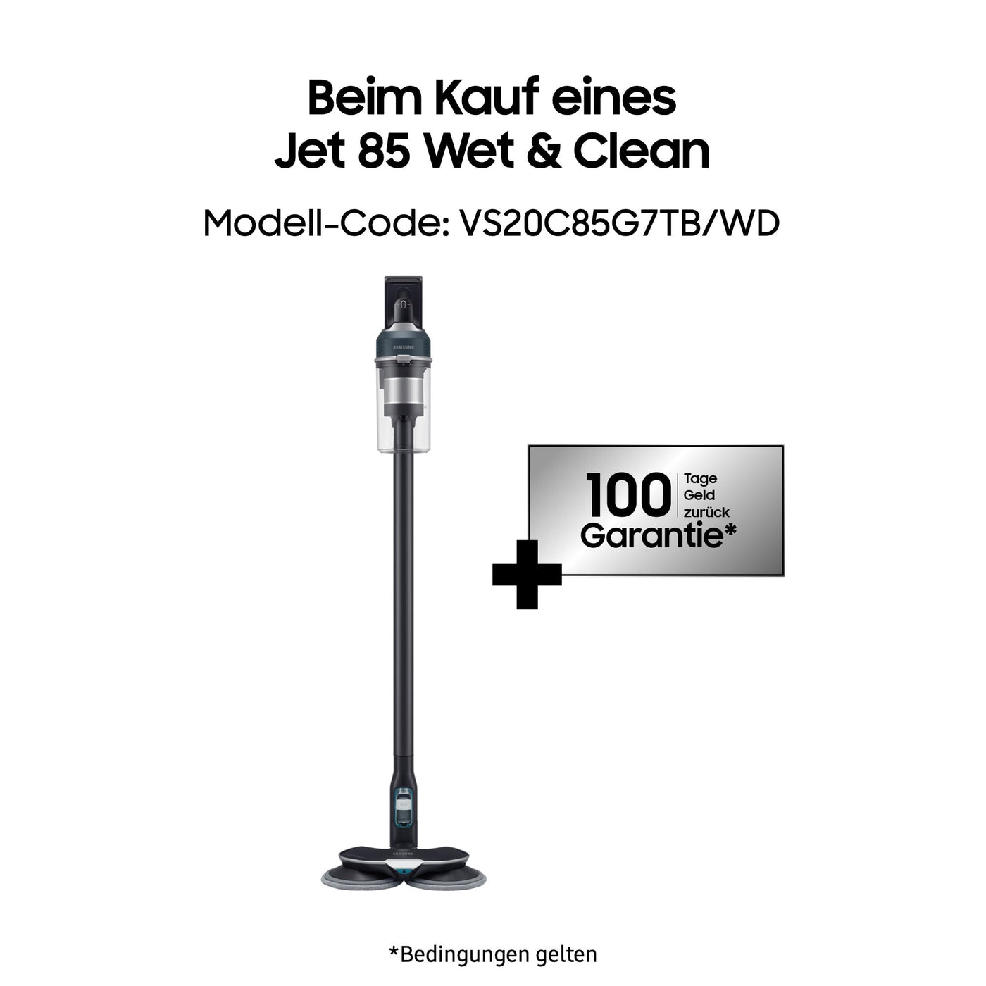Samsung Jet 85 Wet&Clean Akku-Staubsauger, 210 W, Inkl. Wischaufsatz Spray Spinnig Sweeper und weiterem Zubehör, Blau, VS20C85G7TB/WD
