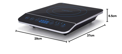 Aigostar Bluefire - Induktionskochfeld,10 Leistungsstufen, 200W-2000Watt, Temperaturbereich 60-240°C, LED Display, Schwarz