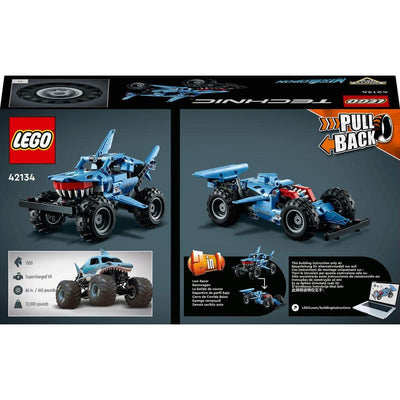 LEGO 42134 Technic Monster Jam Megalodon Modellbausatz, 2in1 Monster Truck im Hai-Design, Spielzeug-Auto mit Rückziehmotor, Geschenk für Kinder, Jungen und Mädchen ab 7 Jahren