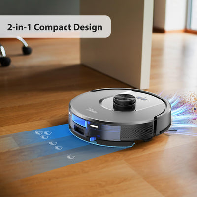 Tikom 5000Pa Staubsauger Roboter mit LiDAR Navigation, L8000 Pro Saugroboter mit Wischfunktion, 150Mins Max, Selbstaufladend, WLAN, 14 No-Go-Zonen, für Tierhaare, Teppich, Hartboden