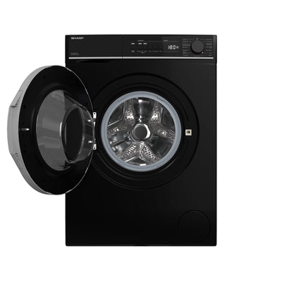 Sharp ES-BRO814BA-DE Waschmaschine Frontlader / A / 8 kg / 1400 U/min / Adanced Inverter Motor / 15 Programme inkl. 15 min Kurzprogramm und Dampffunktion / AquaStop / Schwarz