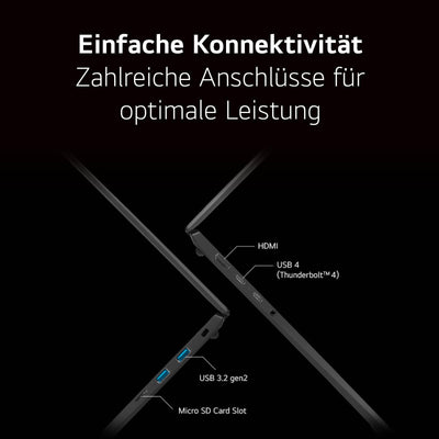 LG gram 17 Zoll Notebook - 1350g Intel Core Ultra7 Laptop (32GB RAM, 2TB Dual SSD, 21,5h Akkulaufzeit, IPS Panel Anti-Glare Display, Win 11 Home, 2024) - Grau