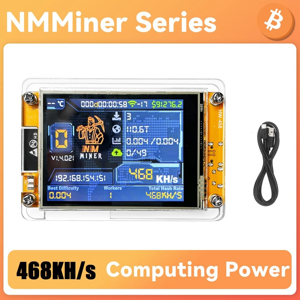 Roxvue NMMiner NerdMiner V2 468KH/S Hashrate BTC Solo Lottery Miner ESP32 2.8 Smart Display Bitcoin Crypto Lottery Miner