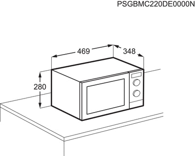 AEG MFB252DB Freistehende Mikrowelle mit Grillfunktion - 25L, 900W, 7 Leistungsstufen, Invertertechnologie, Auftau-Funktion, LED-Beleuchtung, Edelstahl-Innenraum, SteamPot, Schwarz