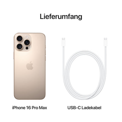 Apple iPhone 16 Pro Max 512 GB: 5G Handy mit Kamerasteuerung, 4K 120 Dolby Vision und einem großen Sprung bei der Batterielaufzeit. Funktioniert mit AirPods, Titan Wüstensand