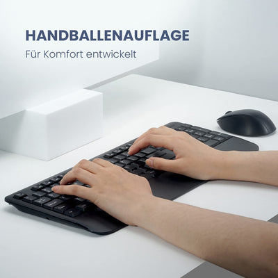 Perixx PERIDUO-714, Kabelloses Standard Vollformat Tastatur mit Nummernblock und Maus Desktop Set, 2,4 GHz Funkverbindung, Schwarz, DE QWERTZ