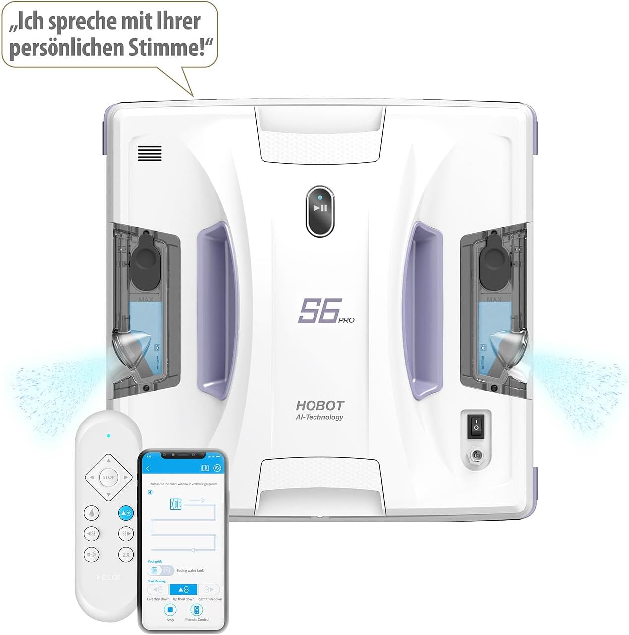 Sichler Exclusive Fensterputz-Roboter Akku: HOBOT S6 Pro Profi-Fensterputz-Roboter, Versandrückläufer (Fensterputz-Roboter Sprüh, Fensterputzroboter, Scheibenwischer)