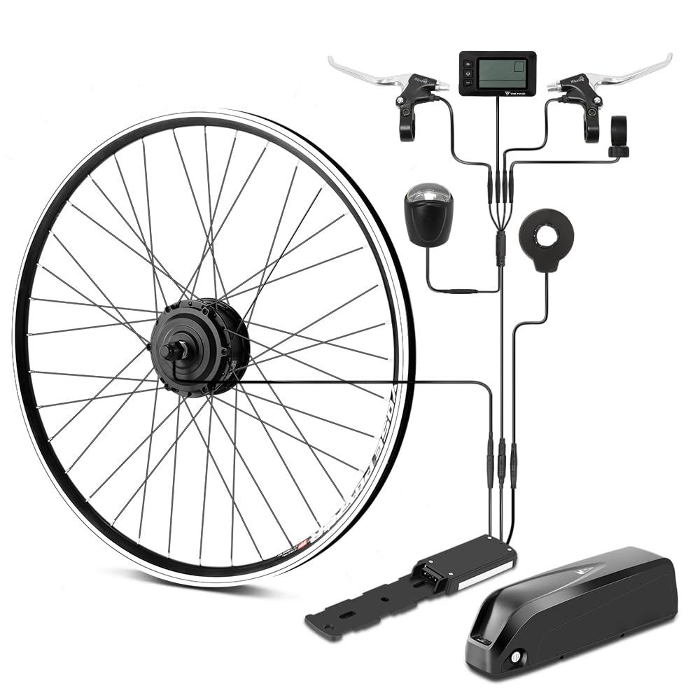 SEASON 26''/ 28''(700C) E-Bike Umbausatz 36V 250W Frontmotor mit 36V Akku, für Vorderrad, mit integriertem Controller und Ladegerät (26'' Kit+36V18Ah Akku)