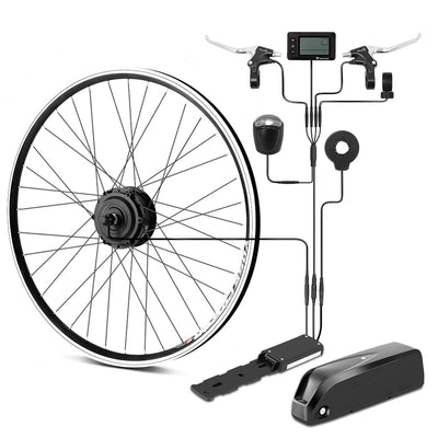 SEASON 26''/ 28''(700C) E-Bike Umbausatz 36V 250W Frontmotor mit 36V Akku, für Vorderrad, mit integriertem Controller und Ladegerät (26'' Kit+36V18Ah Akku)