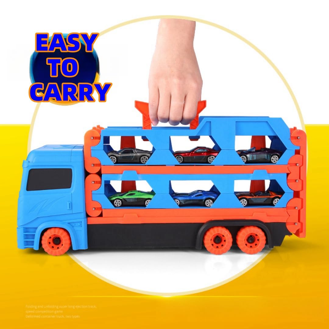 Bearbao Kleinkind Jungen Spielzeug 3-6 Jahre, 65 Zoll Rennstrecke Mit Druckguss Transport LKW Auto Set für Kinder