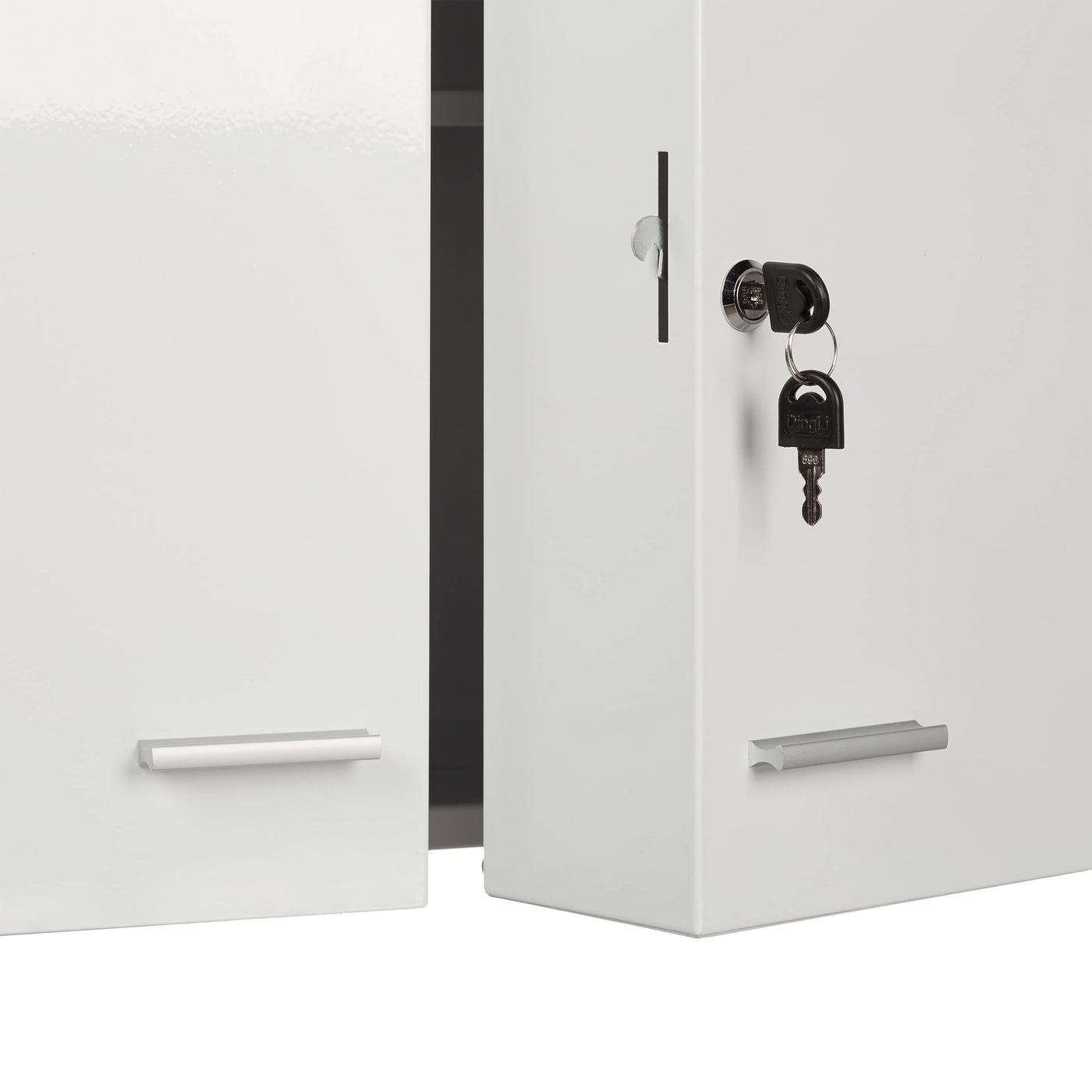 Relaxdays Medizinschrank, abschließbar, 11 Fächer, Stahl, HBT: 53 x 53 x 21,5 cm, Doppeltür, Medikamentenschrank, weiß