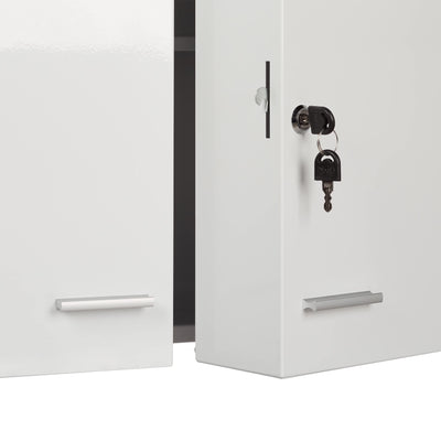 Relaxdays Medizinschrank, abschließbar, 11 Fächer, Stahl, HBT: 53 x 53 x 21,5 cm, Doppeltür, Medikamentenschrank, weiß