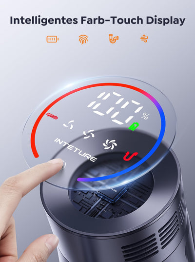 INTETURE Akku Staubsauger 45000Pa/550W/60Mins, Staubsauger Kabellos mit Aufrechtfunktion,Wandhalterung mit integrierter Ladestation, Super Leise Akkustaubsauger für Hartböden,Teppiche und Tierhaare