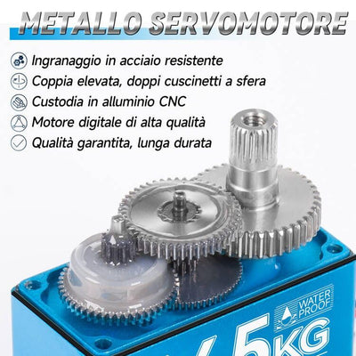 Miuzei RC Servo 45KG 270° Digital Servomotor High Torque Motor Metall Getriebe für 1/10 1/8 Auto Car Boot Roboter Arm Flugzeug Wasserdicht 4.8-6.0-8.4V Standart Servo mit 50cm Cable 25T Horn