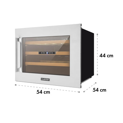 Klarstein Einbau-Weinkühlschrank, 1 Zonen Getränkekühlschrank Klein, Kleiner Weinschrank 57L, Wein-Kühlschrank Klein mit Glastür, Indoor/Outdoor Flaschenkühlschrank, Wine Fridge 24 Flaschen