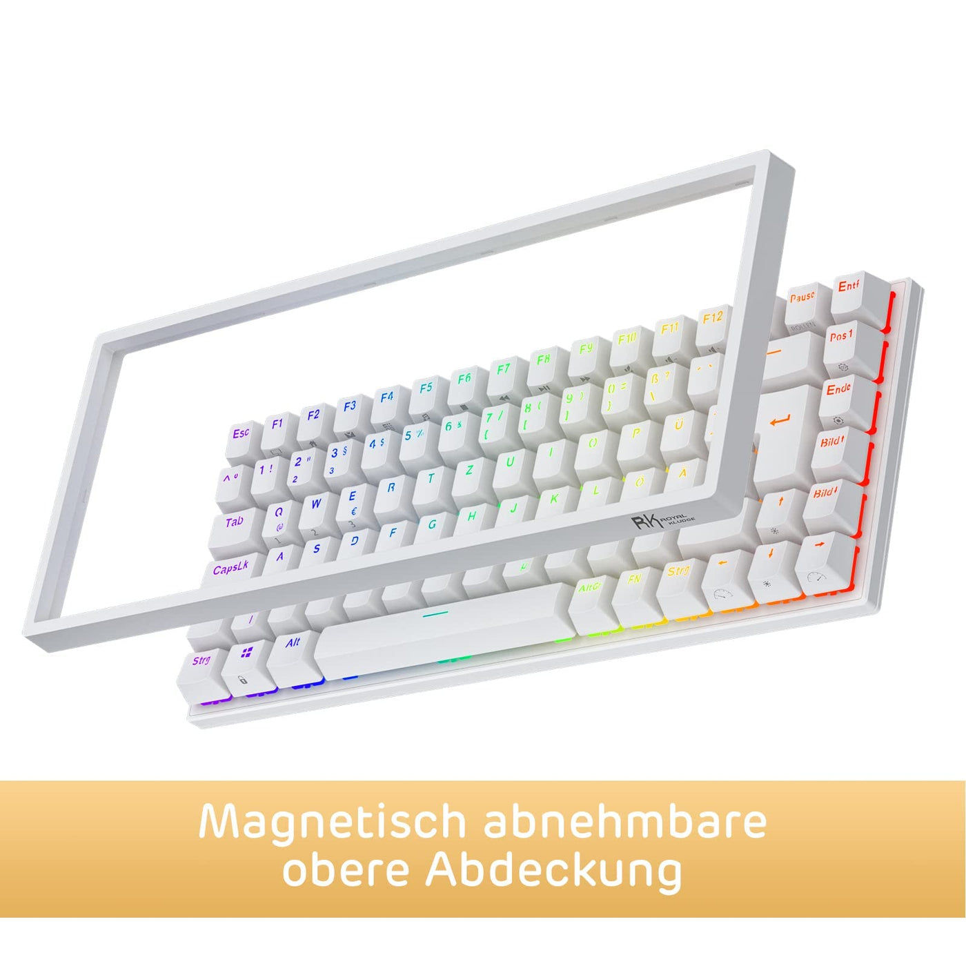 RK ROYAL KLUDGE RK84-DE 75% Gaming-Tastatur, 85 Tasten Kompakte TKL , Bluetooth Mechanische , Roter Schalter, RGB Hintergrundbeleuchtung, 2.4Ghz für Mac & Windows