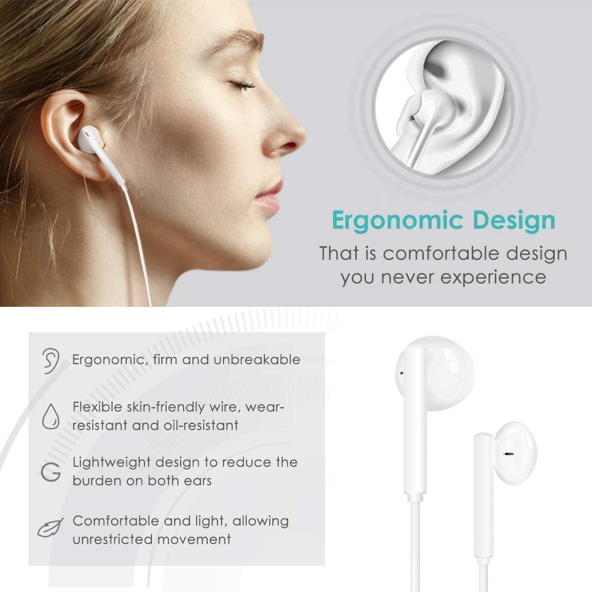 In-Ear Kopfhörer für iPhone [MFi-Zertifiziert] HiFi Stereo Ohrhörer mit Lightning Anschluss Mikrofon und Lautstärkeregler Kompatibel mit iPhone 11/12/13/13 mini/14/X/XS/XR/8/7