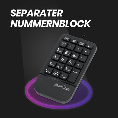 Perixx PERIDUO-606A 3-in-1 Kabellose Ergonomische Tastatur, Vertikale Maus, Numerisches Tastenfeld, Verstellbare Handballenauflage, QWERTZ