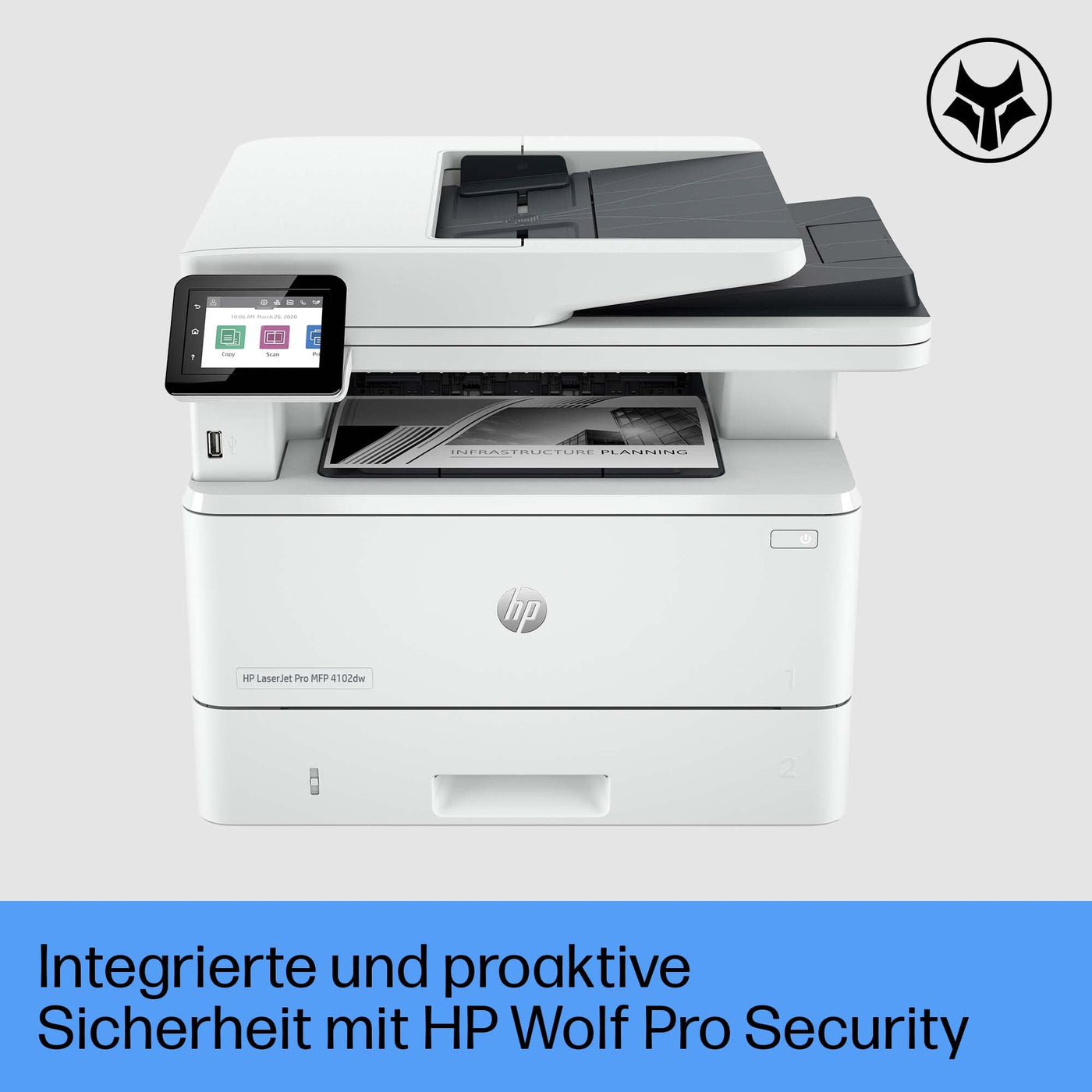 HP LaserJet Pro MFP 4102dw Multifunktions-Laserdrucker, WLAN, Automatischer beidseitiger Druck, Hohe Druckgeschwindigkeit, Bis zu 80.000 Seiten pro Monat, HP Wolf Pro Security