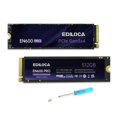 Ediloca EN600 PRO 512 GB Interne SSD PCle 3.0x4, NVMe M.2 2280, SLC-Cache, 3200 MB/s Lesen, 2800 MB/s Schreiben, 3D NAND TLC, Internes Solid State Drive, kompatibel mit Desktops und Laptops