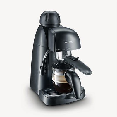 SEVERIN Espressomaschine, kleine Kaffeemaschine für bis zu 4 Tassen Espresso, Kaffeemaschine mit Milchschäumer für Kaffee-Milch-Spezialitäten, ideal für Singles, schwarz, KA 5978