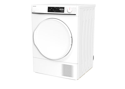 Sharp KD-NHA7S8PW3-DE Wärmepumpentrockner Frontlader, 7 kg, 15 Programme, 30 Min. Kurzprogramm, Schontrommel, LED-Innenbeleuchtung, Kindersicherung, Weiß